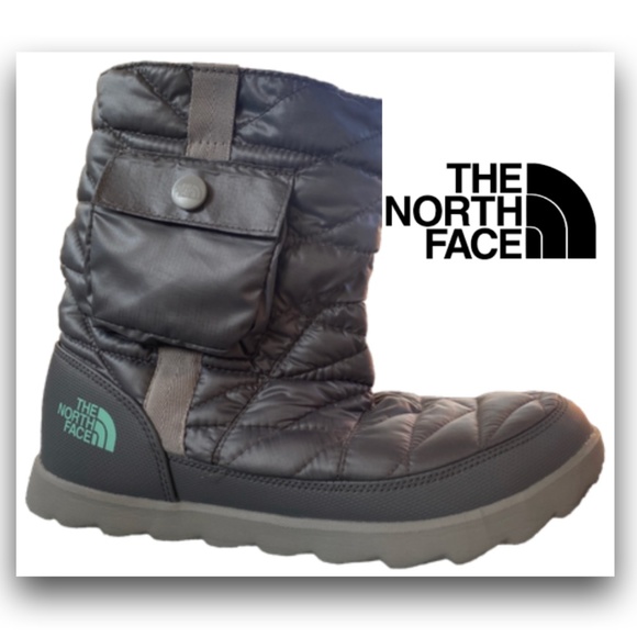 The North Face Shoes - The North Face Grey & Turquoise Snow/Rain Boots - Size 8 Like New